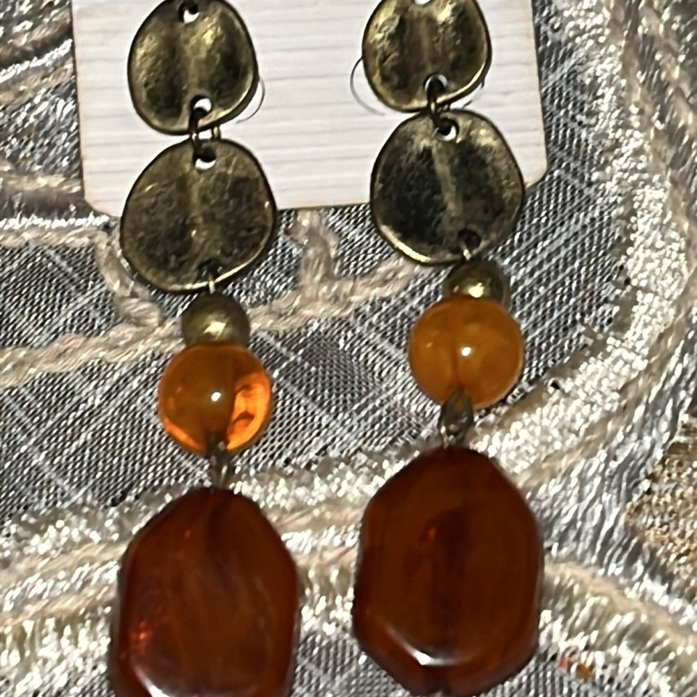 ❤️5 for $15 Elegant Gold and Brown Dangle Earrings